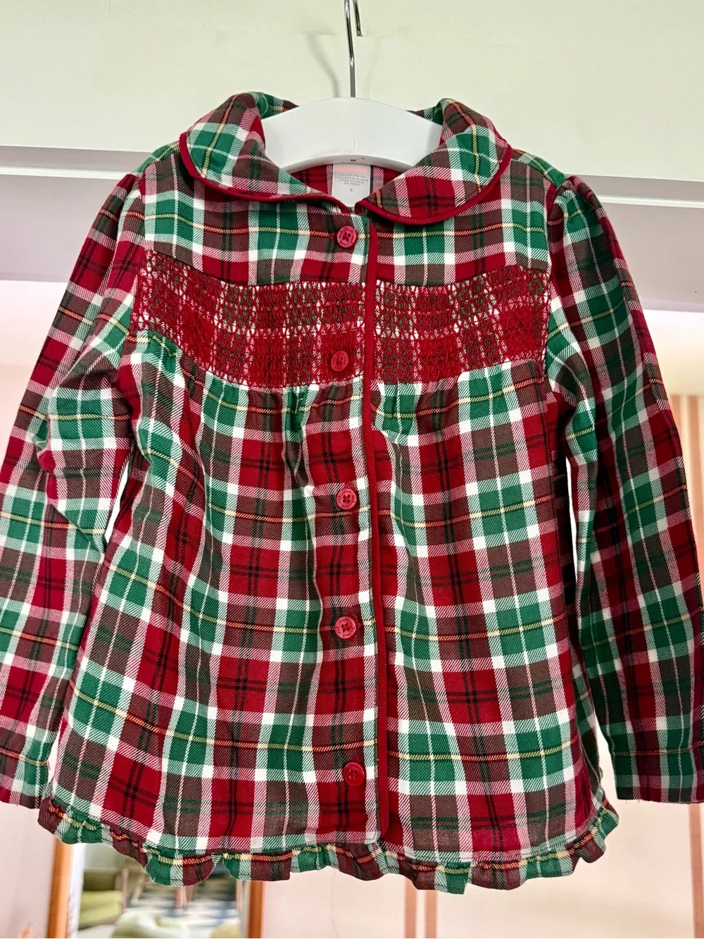 Janie and Jack Christmas Smocked Pajamas Sz 3 EUC